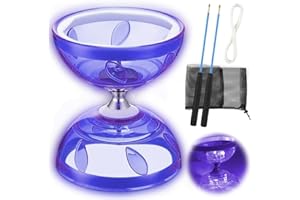 Rppiup LED Diabolo Freiläufer mit kugellager - 4,5mm Diabolo Leuchtend im Dunkeln, Jonglierspielzeug mit Handstäben, Licht Diabolo für Kinder & Erwachsene outdoorspiele Freilauf Zirkus Spielzeug