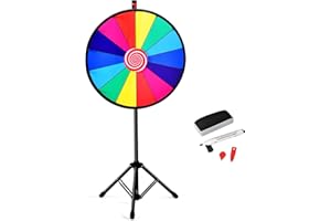 RELAX4LIFE 24" Glücksrad, Drehrad-Spielzeug mit Stativ, Markierstift, Radiergummi, Glücksrad zum Drehen für Lotteriespiele, Wortspiele, 14 Slots & Ø60cm, Roulette für Party, Karneval, Veranstaltungen