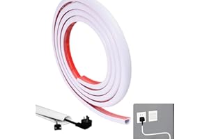 3M Cable Trunking Self Adhesive,Maslasee Mini Cable Trunking for Walls, Whtie Wire Covers Flexible Trunking for Electric Line Make Wires Neater Prevent Pets and Babies from Chewing on Electrical Cords