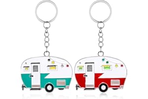 DSLSQD 2 llaveros para caravana, accesorios para remolques de viaje, retro, camping, coche, bonitos llaveros para decoración de caravana, viajes, camping, recuerdos de viaje