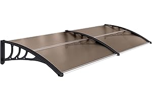 Outsunny Auvent de Porte d'entrée, Toit Marquise de Porte Exterieur en Polycarbonate et Aluminium résistante Toit abri Protection Contre la Pluie et UV pour terrasse, Balcon, 195 x 75 cm, Marron
