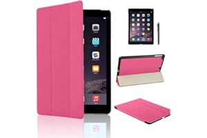 MOFRED Pink Ultra Slim New Apple iPad Air 2 (Launched Oct. 2014) Leather Case Cover, Full Protection Smart Cover for iPad Air 2 iPad 6th Generation With Magnetic Auto Wake & Sleep Function + Screen Protector + Stylus Pen (Pink)