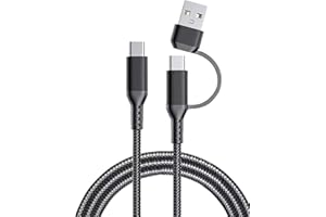 ARADOEA 2 In 1 USB C Charger Cord Cable 1M Fast Charging Cable Charger Power Adapter Supply USB Type C Micro USB Extension Cord for Home Security Cameras or Devices Tablets Smartphones Controller (Black)