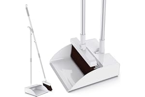 Escoba y recogedor,Aiglam Juego de Cepillo y Recogedor,145.5 cm escoba y recogedor manija Extensible vertical de pie con mango largo para Casa, cocina, pasillo, oficina Limpieza