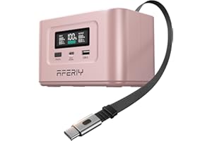 AFERIY Generateur Electrique Portable 100W, 99.2Wh/31000mAh, Charge Rapide Dual USB-C PD3.0, Charge Solaire, Protection Sécurité 6-en-1, Idéale pour Les Voyages, Le Camping et Les Urgences, Rose