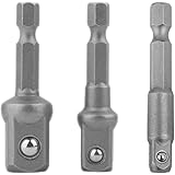 Generic AZDS2-0XDQSA4 Hex Drive Power Drill Socket Extension Bit Adaptor Set - Pack of 3 Piece
