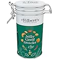 Mr Filbert's - Jolly Good Snacks! Mixed Snack Selection, Savoury Nibbles, Green Olives with Basil and Coriander, Rosemary Almonds, Barbeque Crunchy Corn, Small Tin, 110g