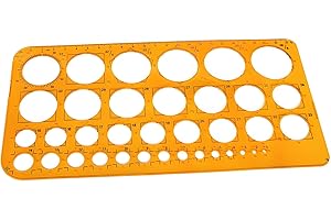Zegnuem Plantilla de dibujo de 36 círculos, de plástico resistente, para dibujo técnico, arquitectura y diseño de joyas, color naranja transparente