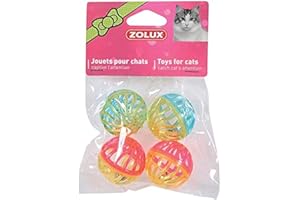 Zolux Set de 4 Sphères avec Grelot Jouet pour Chat 4 cm