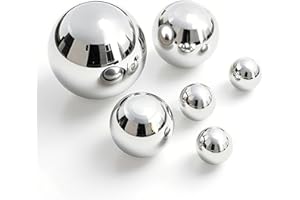 Ekukeon 6 Stück Edelstahl Gartenkugel, Dekokugel Schwimmkugeln Silber, Schwimmkugeln für Miniteich, Metall Hohlkugel für Dekobrunnen(2cm*3+4cm*2+6cm*1)