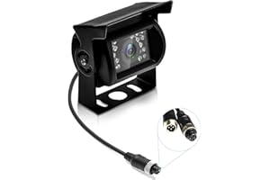 Cámara de Respaldo de 4 Pines Hikity 9V-36V 18 IR LED Cámara de Visión Nocturna Cámara de Marcha Atrás Impermeable para Coche/Autobús/Camión/Remolque/Caravana/Autocaravana