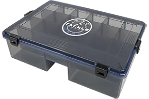 ANGEL DOMÄNE Pro Tackle Lure Box Shallow Köderbox Kunstköderbox Angelbox Tacklebox, grau, wasserdicht (Deep - 35,5 x 23 x 9,2 cm)