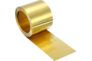 sourcing map Rotolo di foglio di ottone, 0,5 x 40 x 2000 mm (lunghezza x larghezza x lunghezza), rotolo di lamina in ottone lampeggiante per artigianato, progetti elettrici fai da te, riparazioni, oro