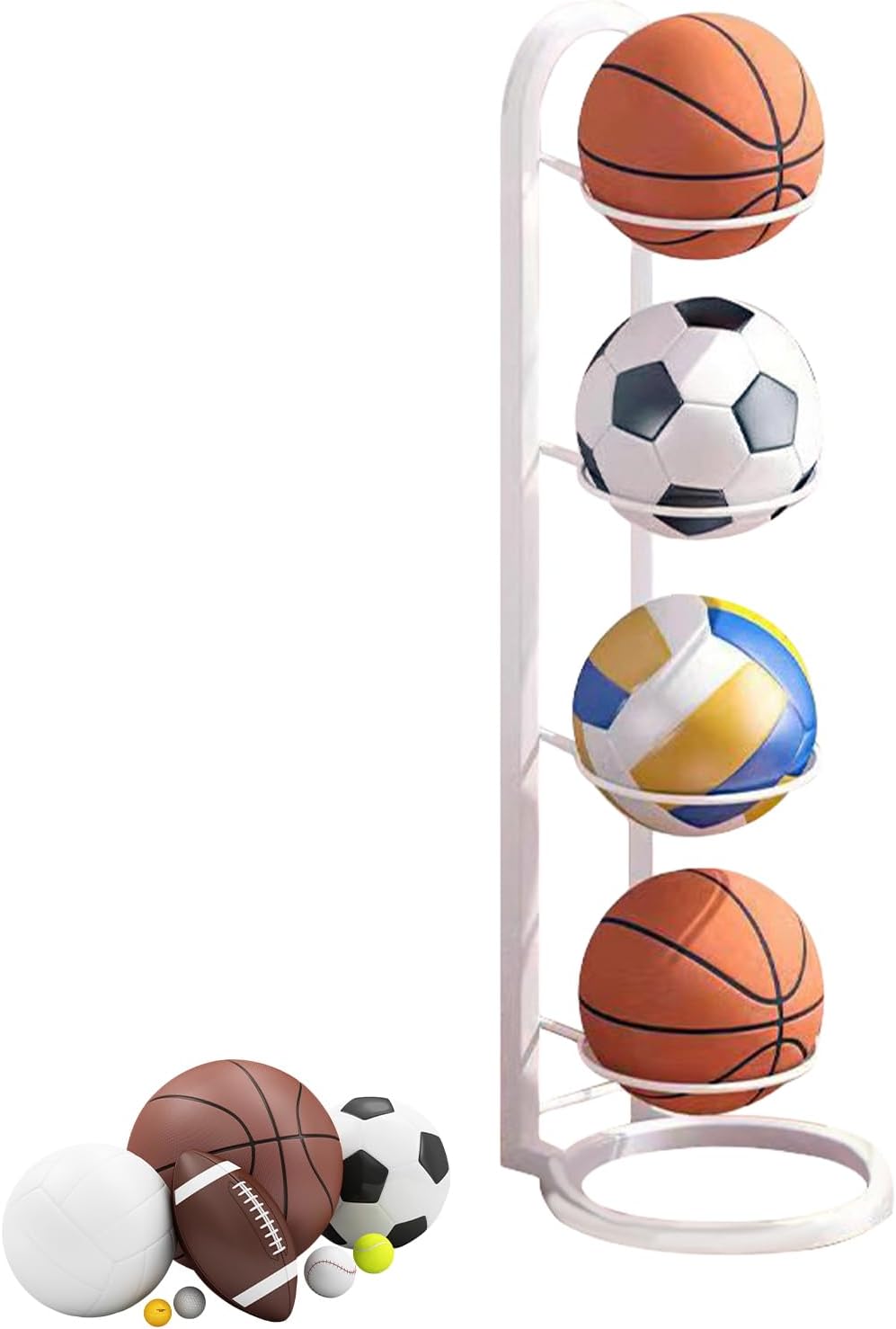 Dubbulon Soporte De Baloncesto - Estante para Almacenamiento De Pelotas Baloncesto | Soporte para Bolas De Metal | Estante De Exhibición De Montaje En Pared para Balón De Fútbol, Baloncesto, Voleibol