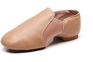 DoGeek Jazz Shoes Hyper Slip on Leather Upper for Adults Jazz Dance Shoes (Choose One Size Bigger)