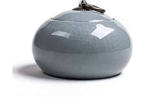 Uziqueif Handgemachte Keramik Haustier Einäscherung Urnen Memorial Hall Asche Sarg Handgemachte Keramik Andenken Begräbnis Urne für Zuhause oder Friedhof Hund Katze,B