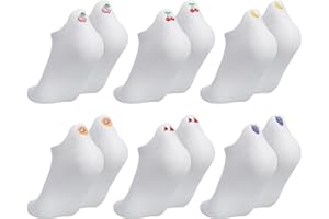 Utensilsto 6 Pairs of Women's Trainer Socks 37-41 Sports Socks Funny Socks Women's Boat Socks Cotton Socks Summer Socks with Embroidered Fruit Motif, White, 37-40