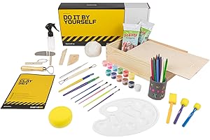 DIBYS Töpfer-Set für Kinder & Erwachsene | Mit Modellier-Werkzeug, Ton lufttrocknend & weiß, Farbe & Pinsel | Bastel-Set zum Töpfern für Zuhause | Kreativ-Set | Originelle Geschenk-Ideen