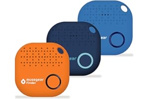 musegear app Key Finder - Version 2-3 Pack - Bleu, Blanc et Bleu Clair - localisateur et traqueur sonore pour retrouver clés - Volume 3 Fois Plus élevé –- Smartphone Bluetooth GPS couplage
