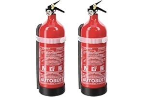 Autobest Lot de 2 extincteurs 2kg classe ABC avec manomètre