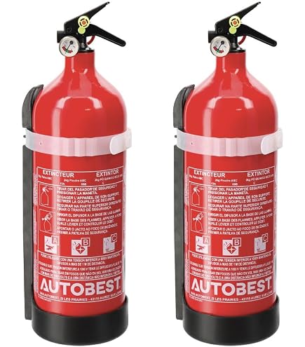 Extincteur Automobile ABC Poudre 2kg Pression Permanente 13A - 3 Pièces, Neuf