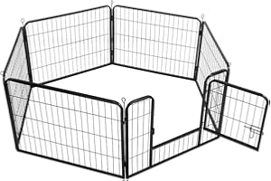 Yaheetech Heavy Duty Portable Pet Playpen Foldable Play Pen for Dogs Cat Rabbit Small Animal Playpen Indoor Outdoor 6 Panel (80 x 60 cm)
