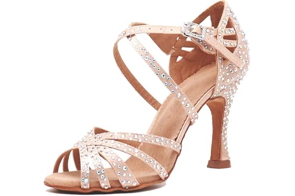 MGM-Joymod Sandales de danse à bout ouvert et avec sangles croisées Strass Pour femme Pour salle de bal