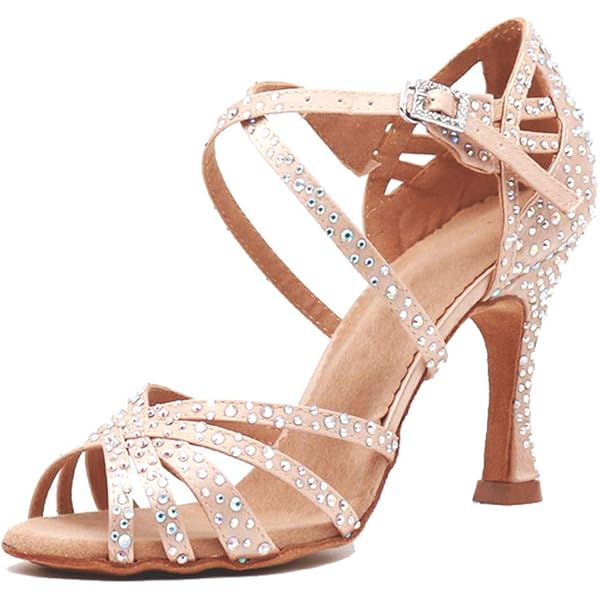 YCALCP Vrouwen Latin Dansschoenen Satijn Hoge Hak Open Teen Ballroom Salsa Danspraktijk Schoenen Danshak, 37.5EU