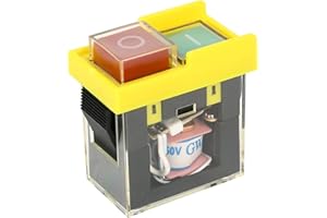 KYAOAYO Interruptor electromagnético, interruptor de botón impermeable con protección de mesa para sierra, botón de encendido para máquinas y herramientas, taladro, apto para taladros de mesa y bancos de