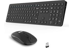 LeadsaiL Wireless Keyboard and Mouse Set, Wireless USB Mouse and Full-Sized Computer Keyboards Combo, QWERTY UK Layout for HP/Lenovo Laptop and Mac