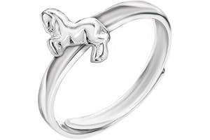 Clever Schmuck Bague en argent Sterling 925 avec cheval bondissant Brillant Modèle universel pour enfant Taille réglable