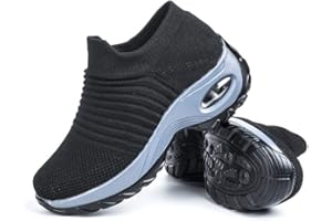 Hitmars Scarpe Ginnastica Donna Sneakers Running Camminata Corsa Basse Tennis Air Traspiranti Sportive Gym Fitness Casual Comode Nero Blu Rosa Cachi Bianca Taglia 35-44