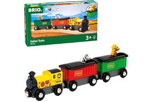BRIO 33722 Safaritåg | Safari Train 3 delar. Leksakståg med tillbehör och skenor i trä. För barn från 3 år. För tågälskare.