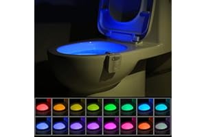 Demoyaya WC-Lichter im Inneren, WC-Sensor, WC-Licht, Batterie, Toilettenschüssel-Nachtlicht mit 16 Farbwechsel, Sensor-LED-Waschraum-Nachtlicht passt auf jede Toilette