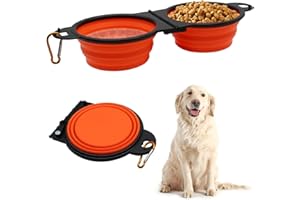 USYSGT Comedero Plegable Portátil para Perros, 2 en 1 Cuenco Plegable de Silicona para Perros Bowl para Alimentar Mascotas con Lazo para Colgar para Paseos, Senderismo y Camping