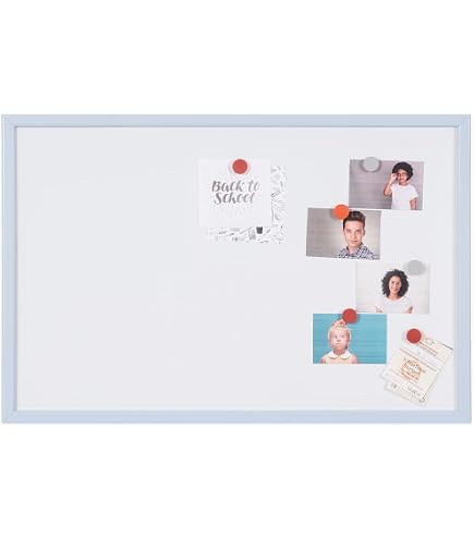 Tableau Blanc Magnétique 60x45 Cm - Cadre Noyer - Effaçable à Sec - Avec Marqueur Et Aimants