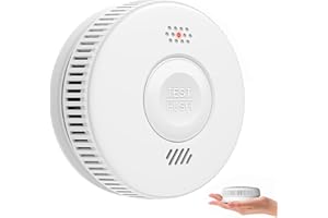 HATHEPHS Rauchmelder 10 Jahre Batterie, Photoelektrischer Rauchwarnmelder mit Klebepad, Feuermelder mit Stummschaltfunktion, EN14604