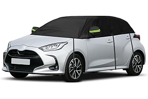 JINSENTGG Halbe Autoabdeckung Ersatz für Toyota Yaris 2013-2024 XP150 Hatchback, Halbgarage, Verdickter Allwetter Halbabdeckung Reflektierende Autoabdeckung wasserdichte Schutzhülle UV-Schutz Schneeschutz
