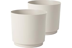 ‎TYMAR Tymar Übertopf Matte, Blumentopf, Blumenübertopf aus Kunststoff, 2er-Pack (Beige; ø 35 cm)
