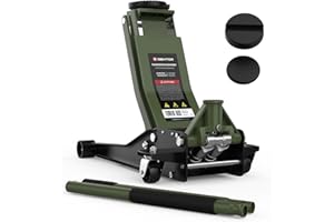 ‎GENTOR Wagenheber hydraulisch 3T Flache Hubhöhe 75-505mm mit 2X Gummiauflage Profi Rangierwagenheber hydraulischer 360° Rollen Heber Unterstellbock (Grün)