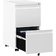 YITAHOME Mobile Filing Cabinet with 2 Lockable Drawers, Anti-tipping Rolling Filing Cabinet with Wheel for Home Office, Under Desk File Storage Cabinets for Letter/Legal/A4 Size, White, 51 x 39 x 71cm