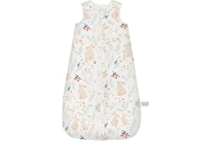 LILBESTIE Baby Sleeping Bag 1.0 TOG, Cotton Baby Sleep Bag Newborn Sleep Sack Sleeveless Sleep Sack 0-6 Months for All Seasons, Rabbit