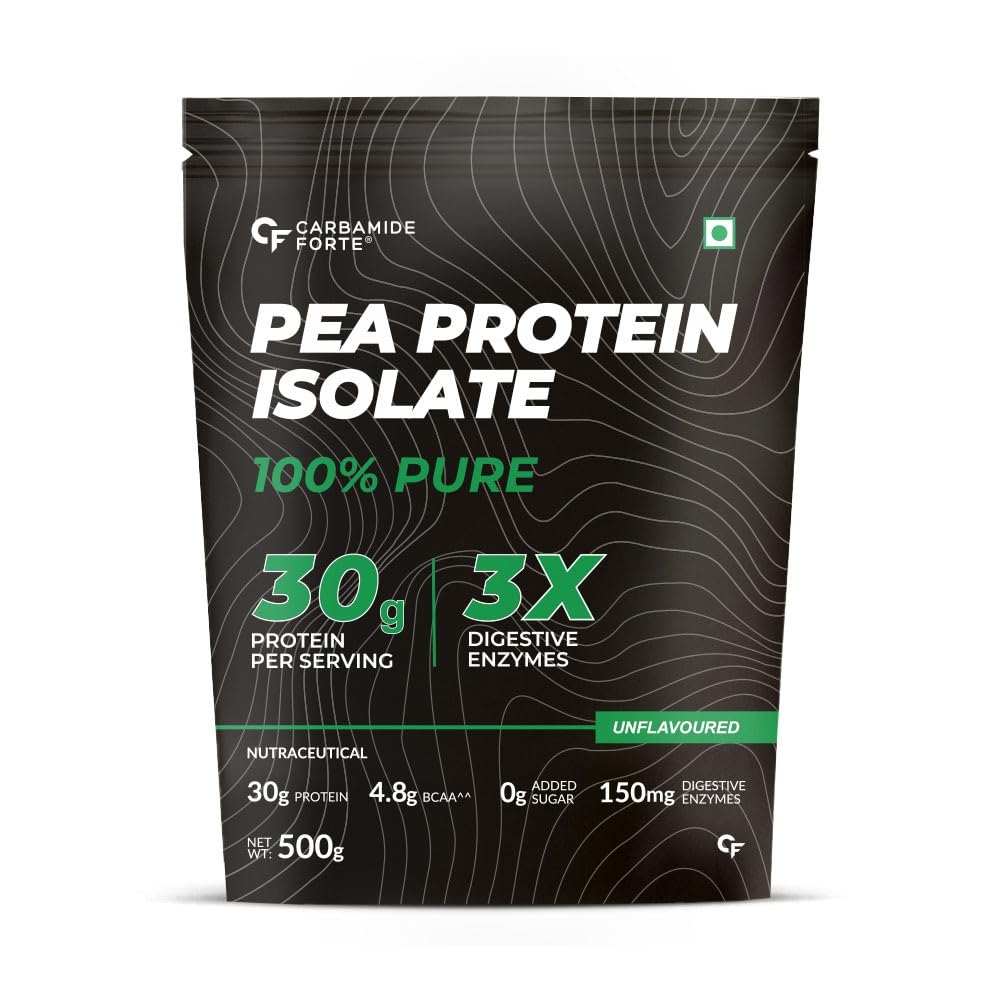 Carbamide Forte Pea Protein Isolate 30g per serving | Plant based Protein Powder Isolate with 4.8g BCAA | 100% Pure Unflavour