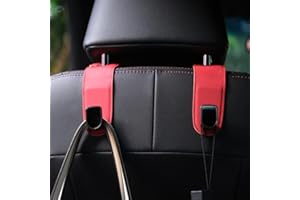 Qirc Leder Auto Organizer Tasche Mit Rücksitz Kopfstütze Haken - 2 Stück Universal Aufhänger für Handtasche, Einkaufstaschen (Rot)
