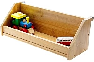 Woodquail Clip on Shelf Bedside Hanging Toys Books Shelf Children Beds & Bunks, Space Saving Idea, Made of Natural Bamboo (Clips 21mm, Natural)