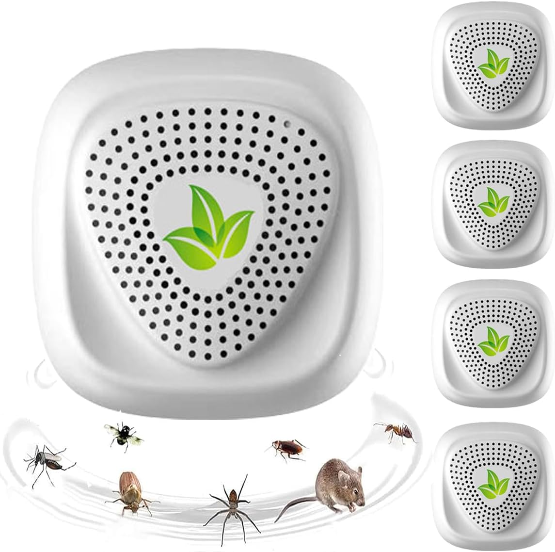 Repellente de plagas ultrasónico, Control electrónico de plagas repelente de mosquitos de 4 paquetes, Seguro para Humanos y Mascotas, Contra Cucarachas, Arañas y Hormigas para Hogar