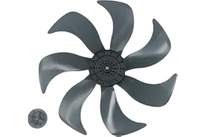 Eawfgtuw Leise Lüfterblätter aus Kunststoff, Ersatzteil passend für 35,6 cm Bodenventilatoren, Tischventilator mit Mutterabdeckung (7 Blätter/9 Blätter/15 Blätter) (7 Flügel)