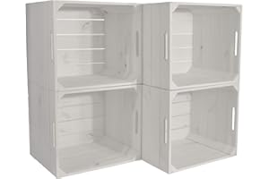 CHICCIE 4 Set Kallax Holzkiste Karl - Weiß Aufbewahrungsbox 33x38x33cm Aufbewahrungskorb Holzbox Holz Regal