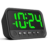 Large LED Digital Alarm Clock, Loud Alarm, Electric Plug in with Adjustable Volume and Brightness, Snooze, 12/24 Hours