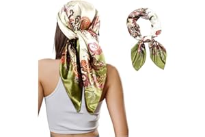Ceihwa Foulard en soie pour femme - Grand Carré Satin 90x90 Carré de Soie Simulée Foulard en Satin de Soie Élégant Bandana Foulard de Tête Foulard Satin Cheveux Nuit Echarpe Carrér